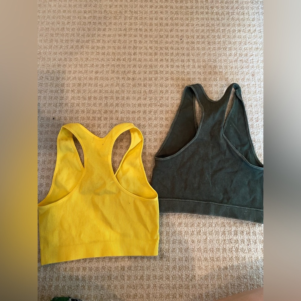 Two Ribbed V Neck Tank Top/Bra - Picture 4 of 4